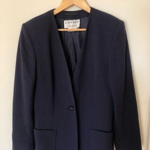 Vintage navy blue Jaeger blazer shoulder pads
